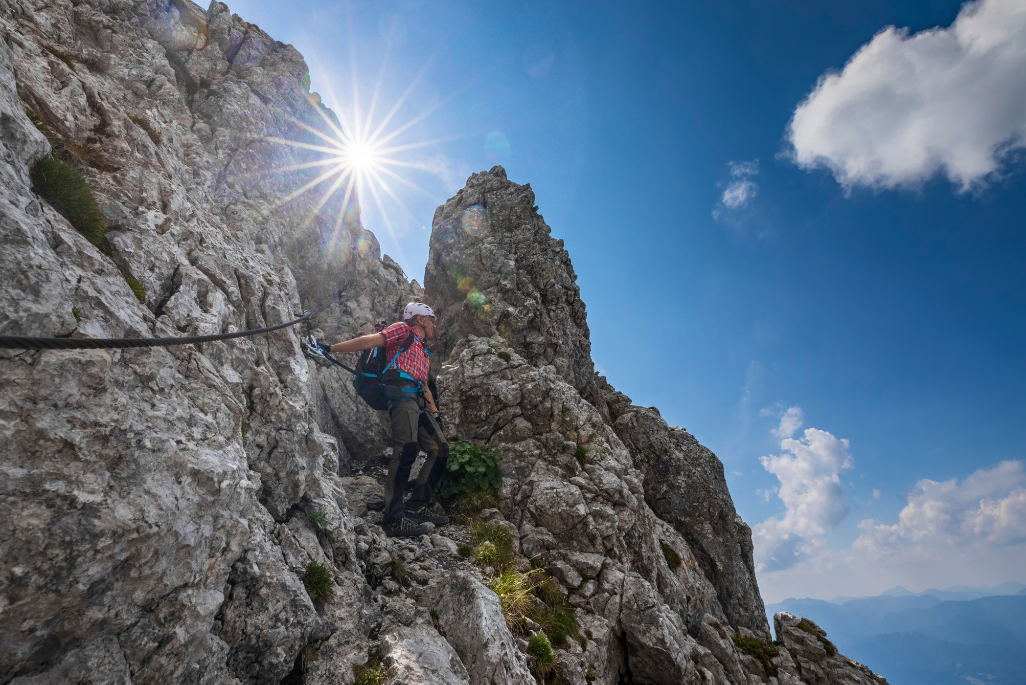 Mountaineer at Via Ferrata  - Alps